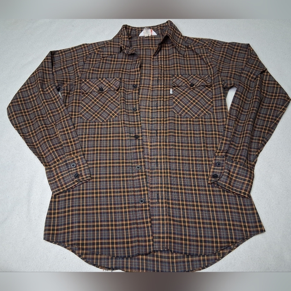 Levi's Brown and Orange Plaid Casual Shirt